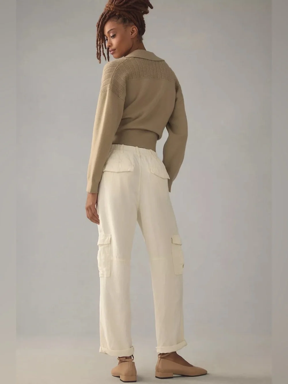 PILCRO Anthropologie Slim Beach Cargo Pants Linen Blend - Picture 3 of 12